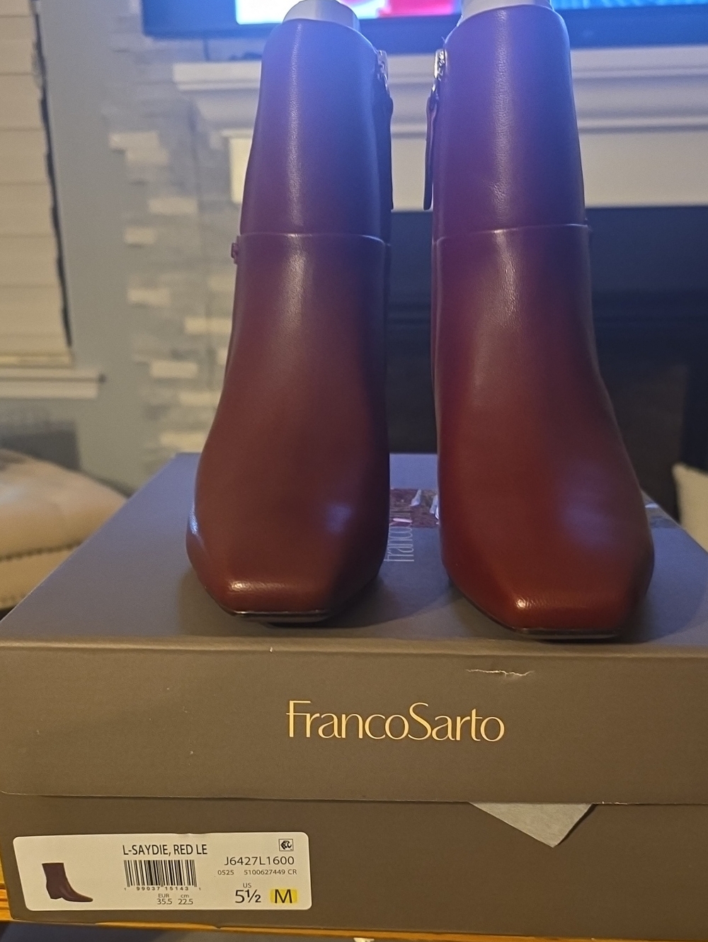 Franco Sarto Burgundy Leather Ankle Booties